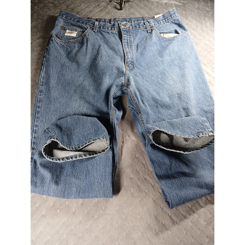 Diamond Gusset Mens Blue Denim Straight Leg Workwear Jeans 40x32 Made in USA - Picture 7 of 9